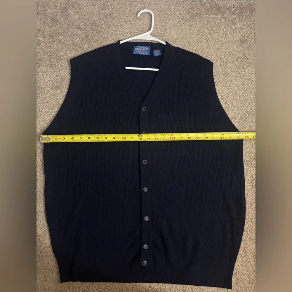Vintage Pendleton Vest Mens Size XL Navy Blue 100% Merino Wool